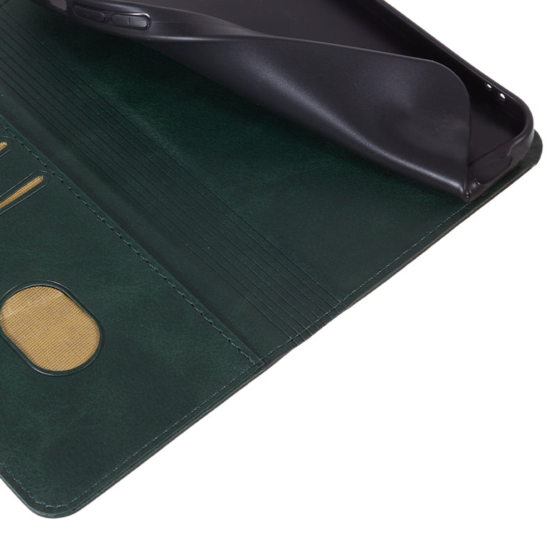 For Google Pixel 8a Case PU Leather Calf Texture Business Style Magnetic Closing Phone Cover - Green For Google Pixel 8a Case PU Leather Calf Texture Business Style Magnetic Closing Phone Cover - Green